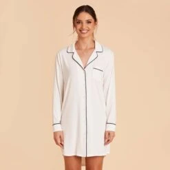 Kamryn Sleepshirt - White 11 Kamryn Sleepshirt - White -Elegance Bridal Store white kamryn sleepshirt bridesmaid pajama 01