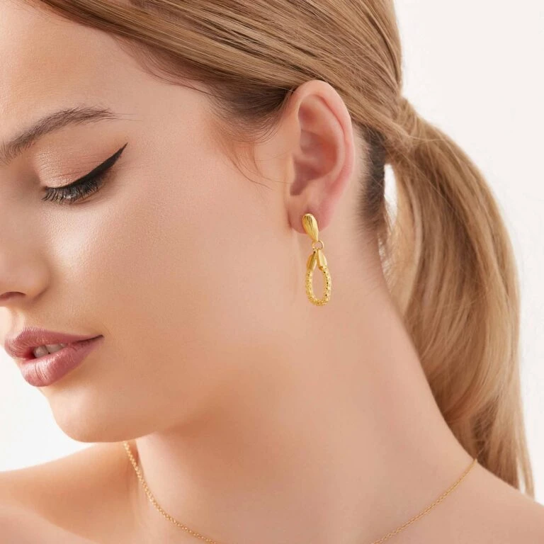 Elegance Bridal Store -Elegance Bridal Store gold teardrop loop earrings accessories 01 768x768 1